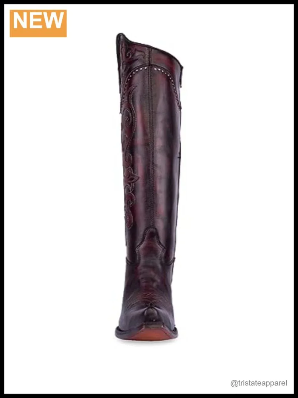 Cowhide Leather Embroidered Over-the-Knee Boots Snip Toe